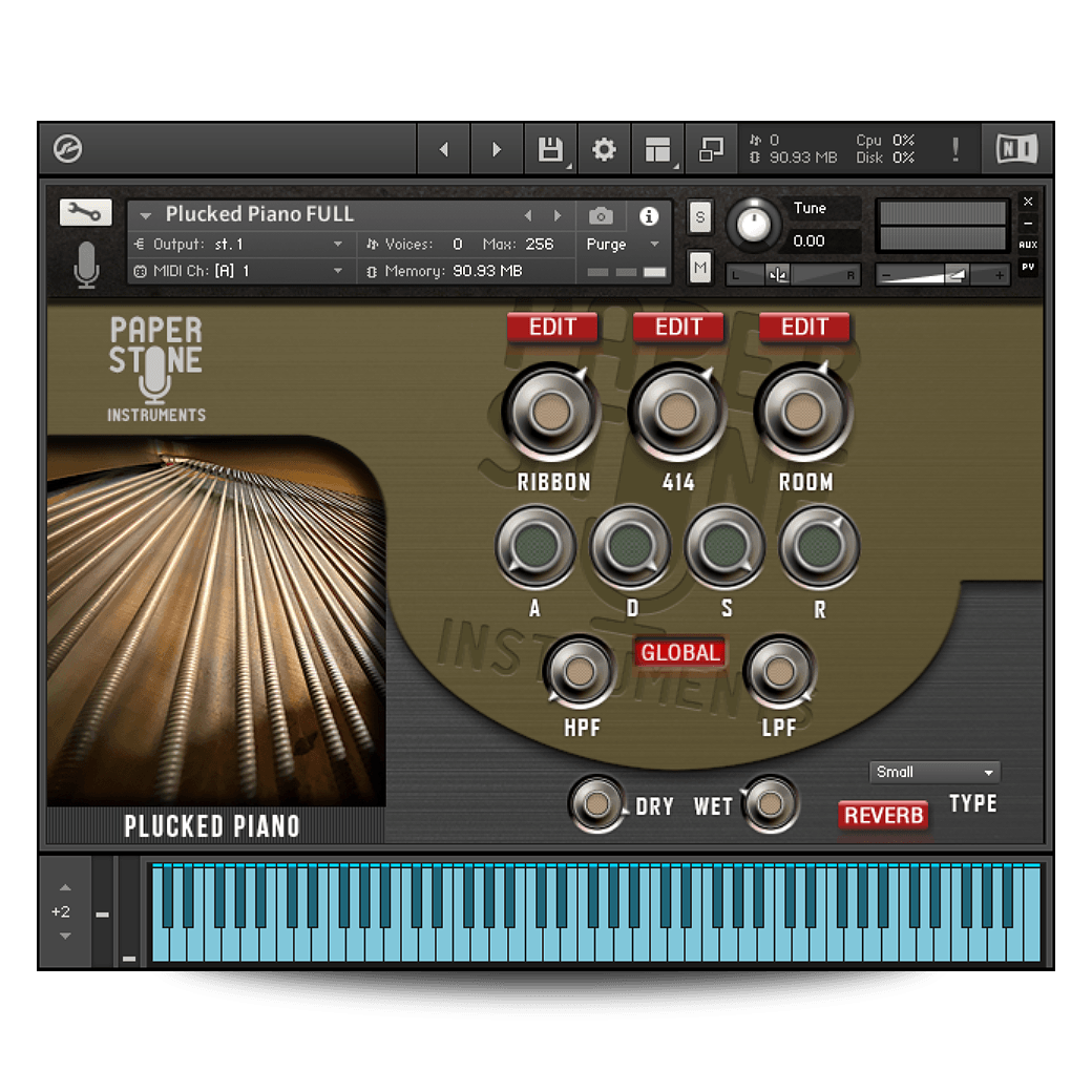 Paper Stone Instruments - Plucked Piano Kontakt Instruments Software GUI Artwork