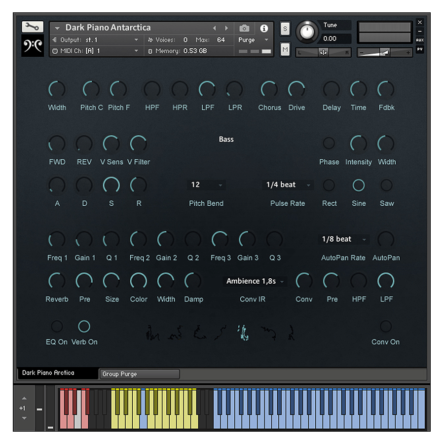 Replika Sound - Dark Piano Antarctica Kontakt Instruments Software GUI Artwork