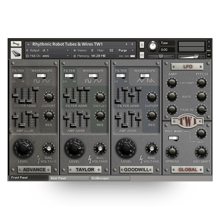 Rhythmic Robot - Tubes and Wires Kontakt Instruments Software GUI Artwork