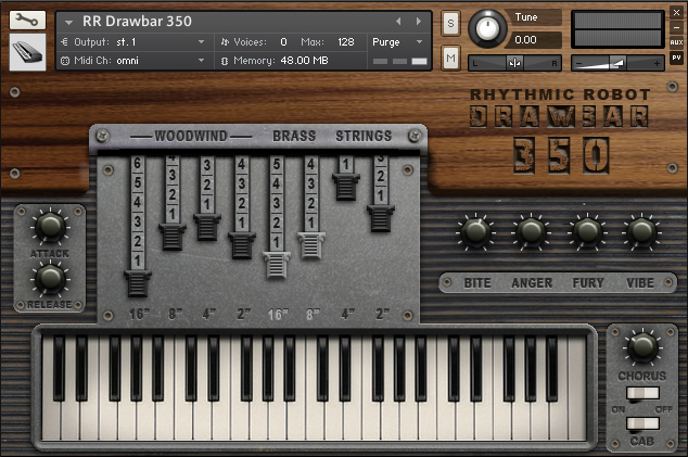 Rhythmic Robot - Drawbar 350 Kontakt Instruments Software GUI Artwork