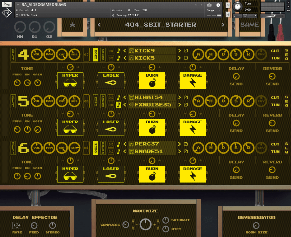 Rigid Audio - Video Game Drums Kontakt Instruments Software GUI Artwork