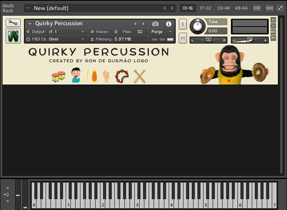Ron de Lobo - Quirky Percussion Kontakt Instruments Software GUI Artwork
