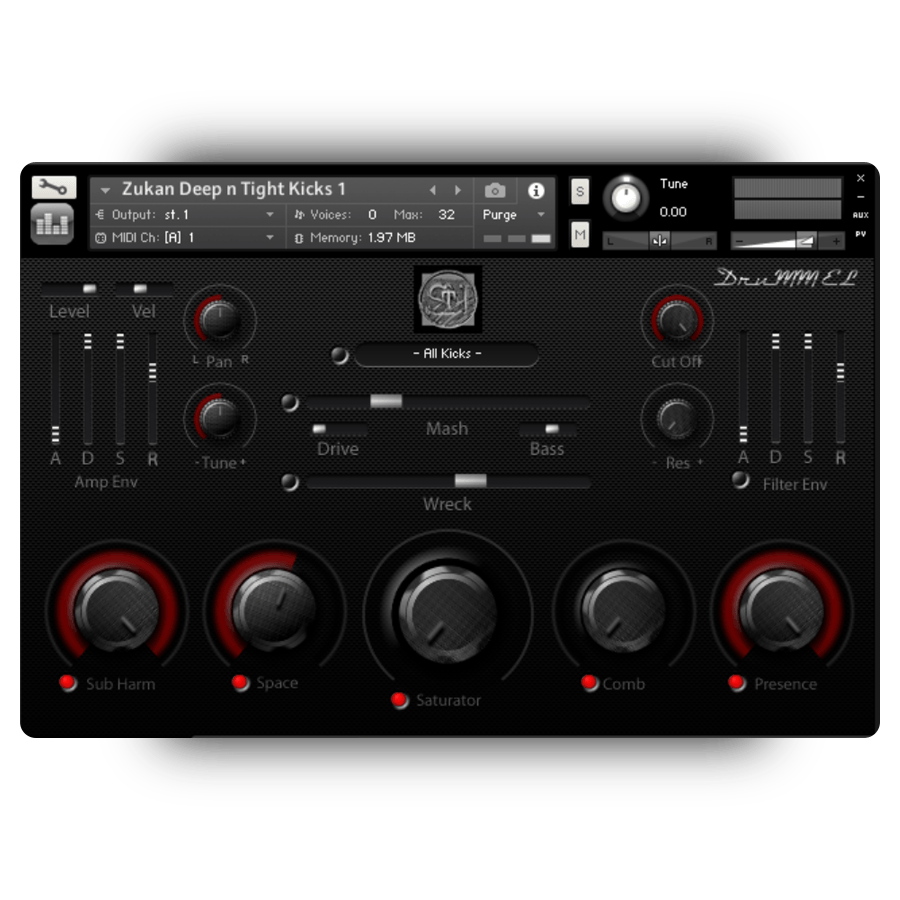 Samplecraze - DruMM Elements - Kicks Kontakt Instruments Software GUI Artwork