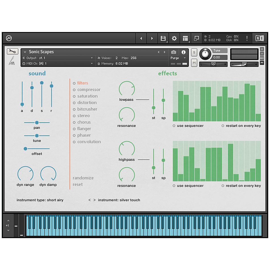 Sketch Sampling - Sonic Scapes Kontakt Instruments Software GUI Artwork