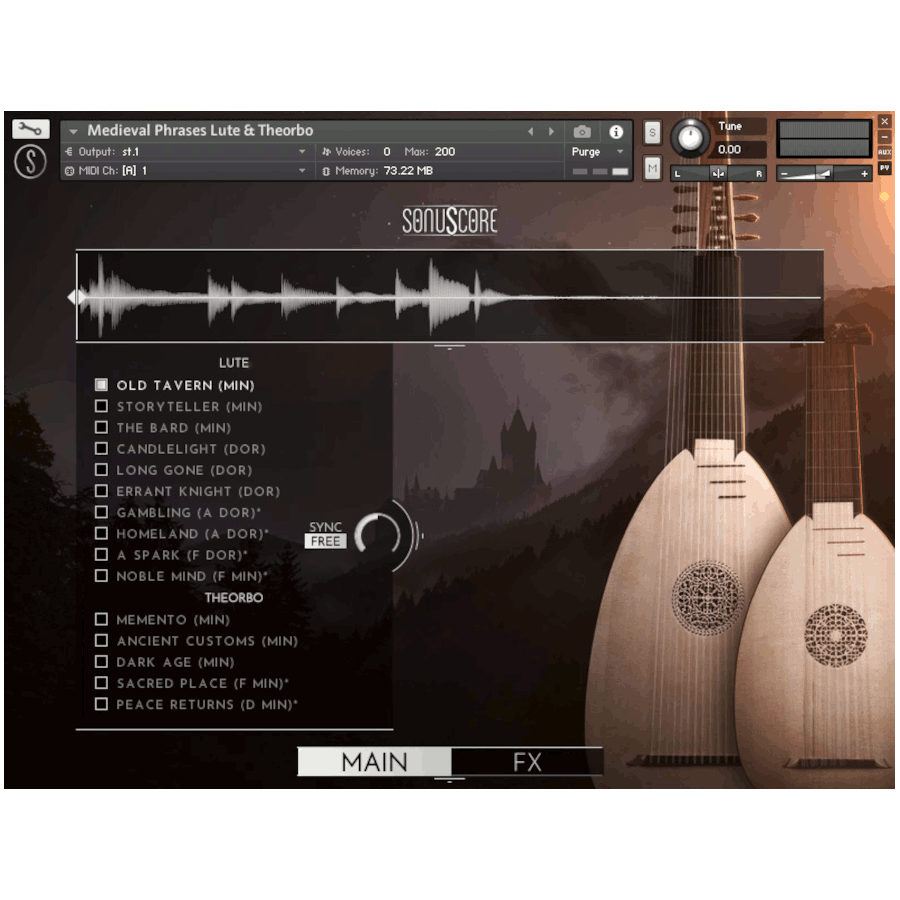 Sonuscore - Medieval Phrases Lute & Theorbo Kontakt Instruments Software GUI Artwork