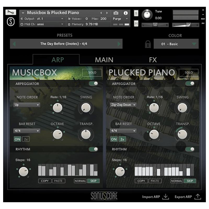Sonuscore - Origins Vol.2: Music Box & Plucked Piano Kontakt Instruments Software GUI Artwork