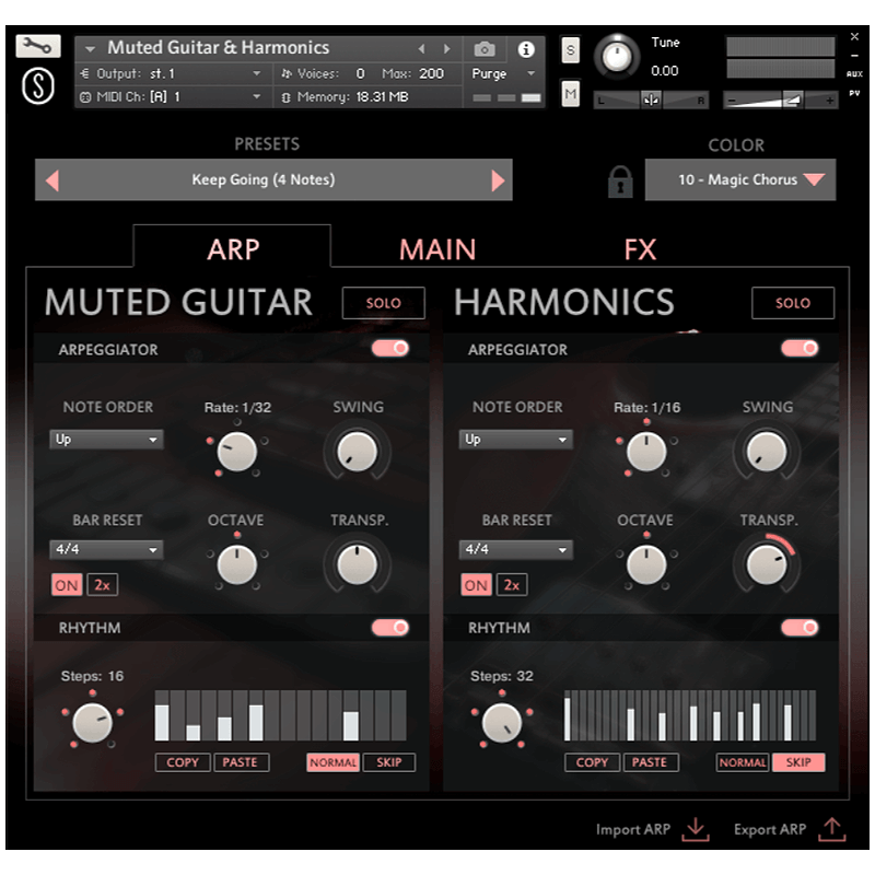 Sonuscore - Origins Vol.6: Muted Guitar and Harmonics Kontakt Instruments Software GUI Artwork