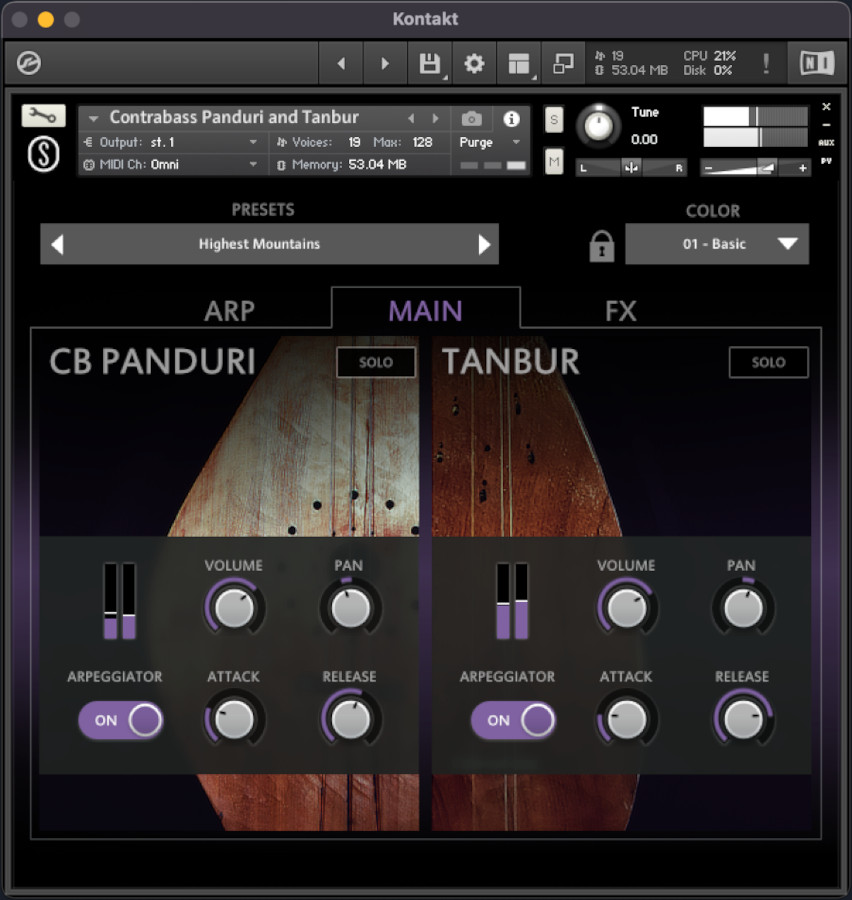 Sonuscore - Origins Vol.10: Contrabass Panduri & Tanbur Kontakt Instruments Software GUI Artwork