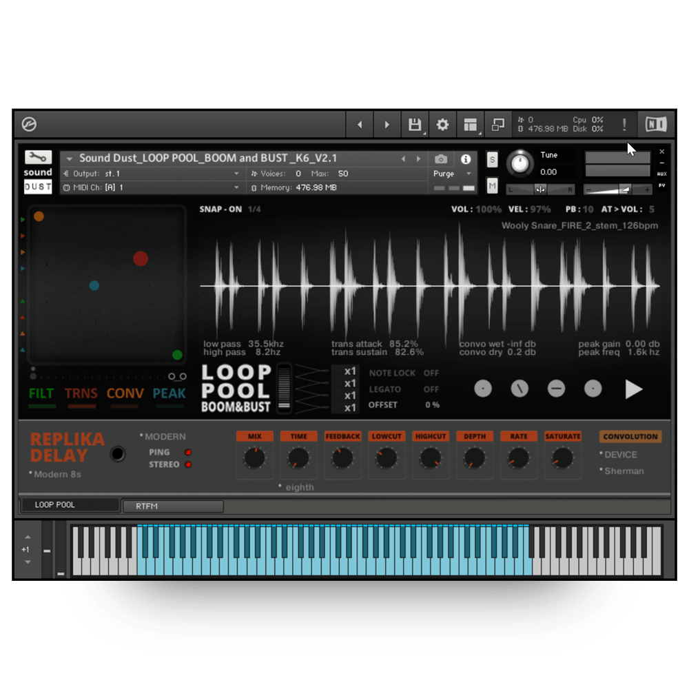 Sound Dust - Loop Pool - Boom and Bust Kontakt Instruments Software GUI Artwork