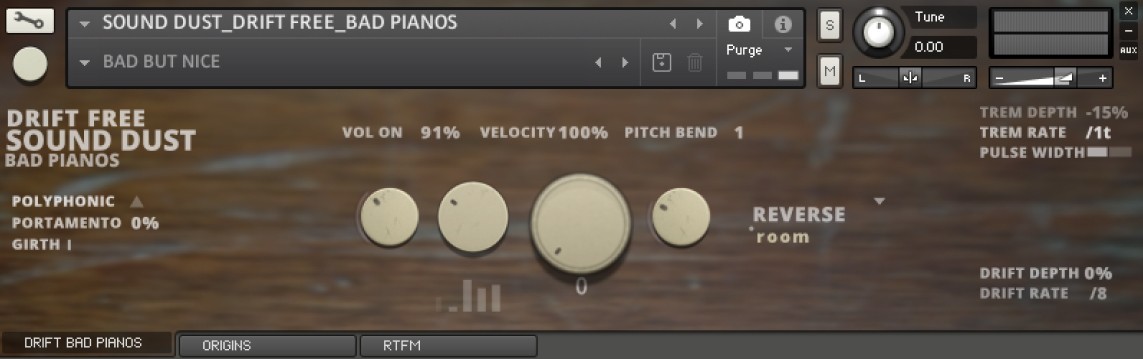 Sound Dust - Drift FREE - Bad Pianos Kontakt Instruments Software GUI Artwork
