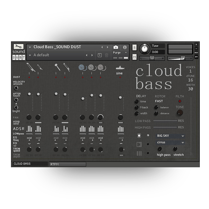 Sound Dust - Cloud Bass Kontakt Instruments Software GUI Artwork
