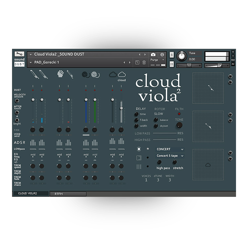 Sound Dust - Cloud Viola Kontakt Instruments Software GUI Artwork