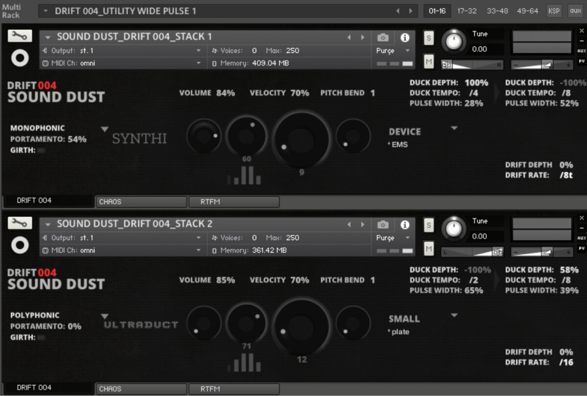 Sound Dust - Drift 004 Kontakt Instruments Software GUI Artwork