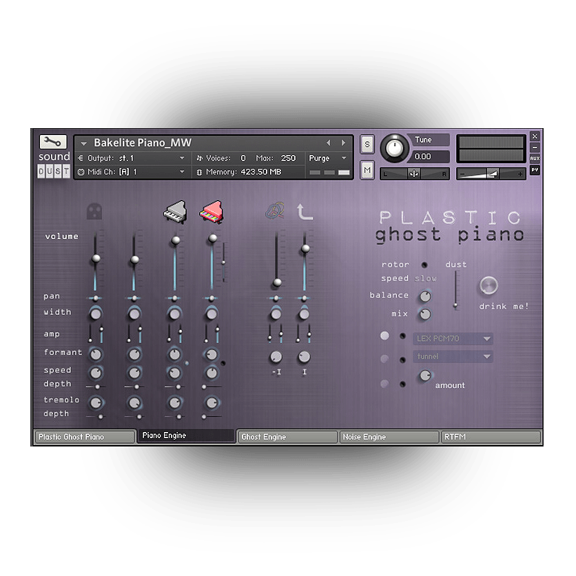 Sound Dust - Plastic Ghost Piano Kontakt Instruments Software GUI Artwork