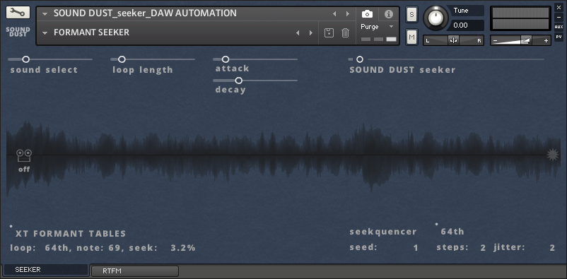 Sound Dust - seeker Kontakt Instruments Software GUI Artwork