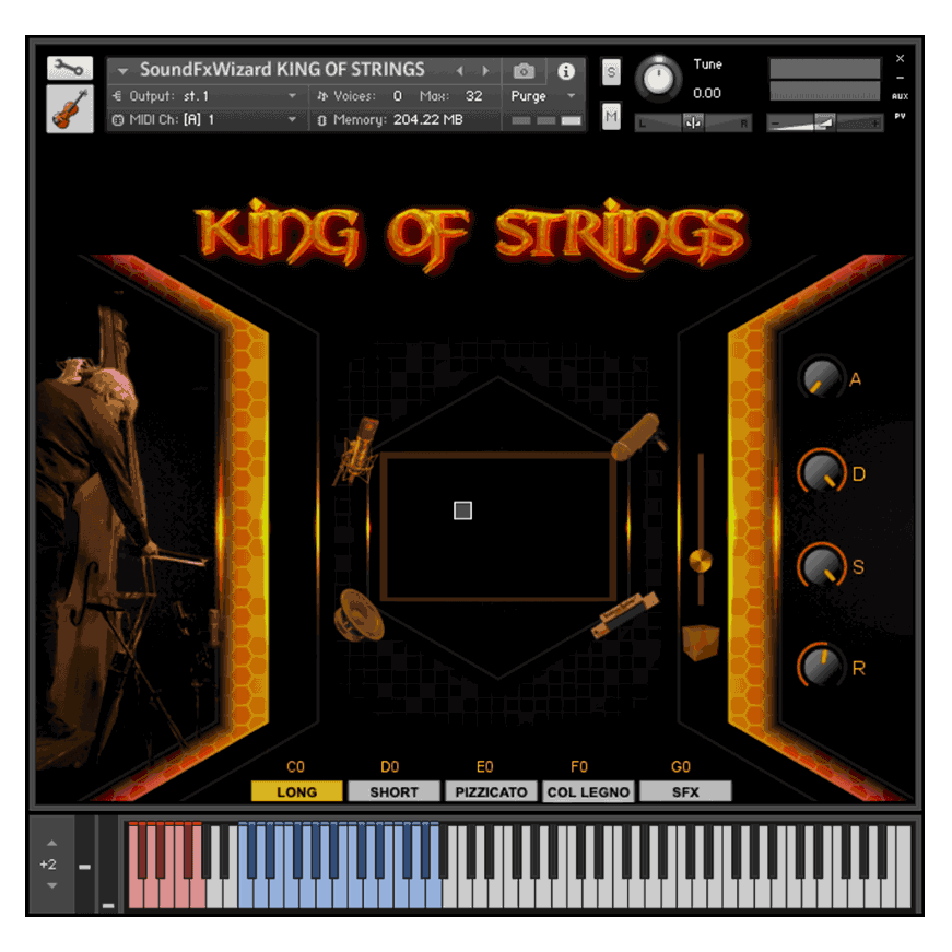 SoundFxWizard - King of Strings Kontakt Instruments Software GUI Artwork