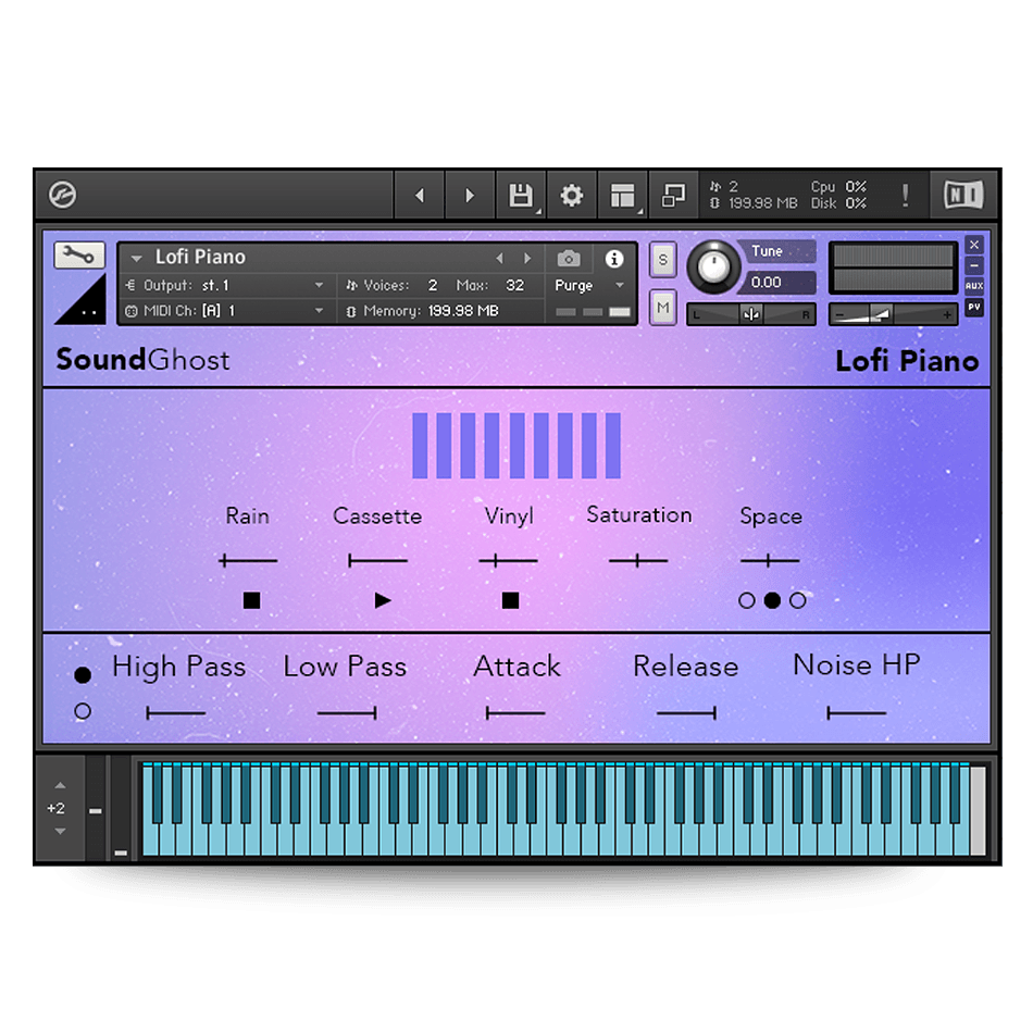 SoundGhost - LoFi Piano Kontakt Instruments Software GUI Artwork