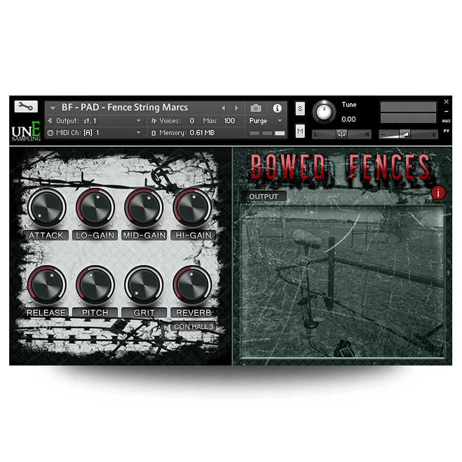 UnEarthed Sampling - Bowed Fences Kontakt Instruments Software GUI Artwork