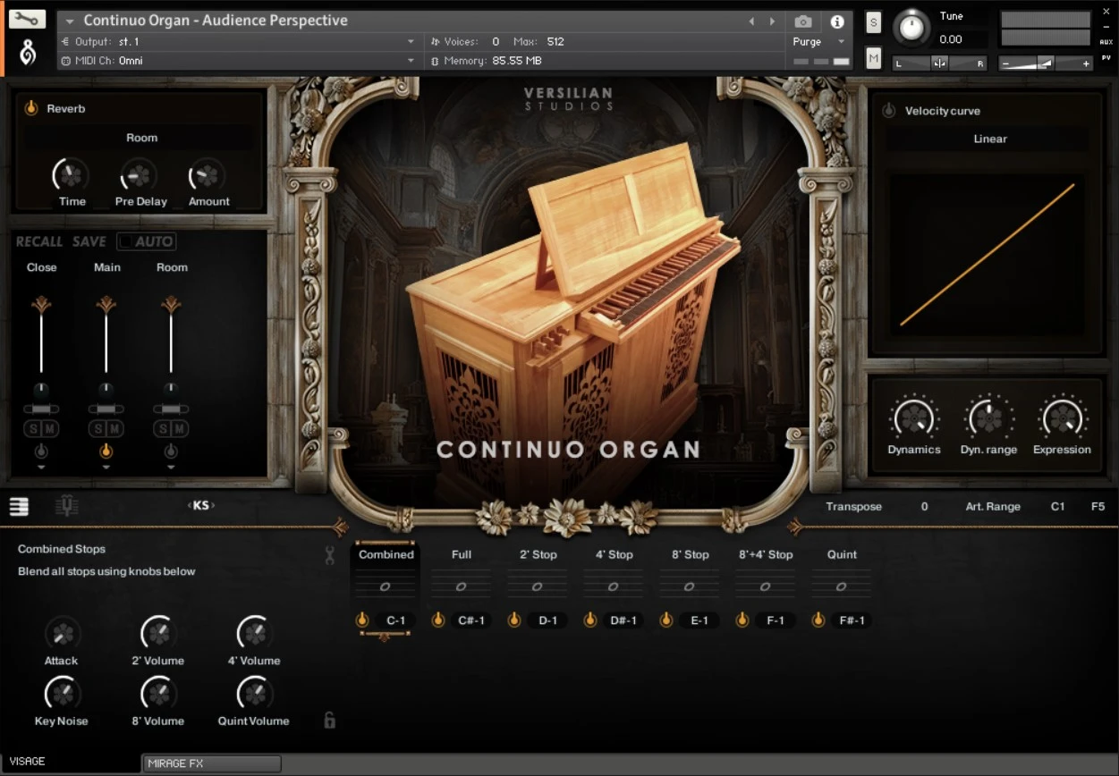 Versilian Studios - Continuo Organ Kontakt Instruments Software GUI Artwork