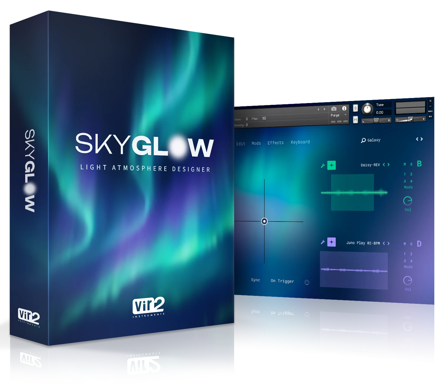 Vir2 Instruments - SkyGlow: Light Atmosphere Designer Kontakt Instruments Software GUI Artwork