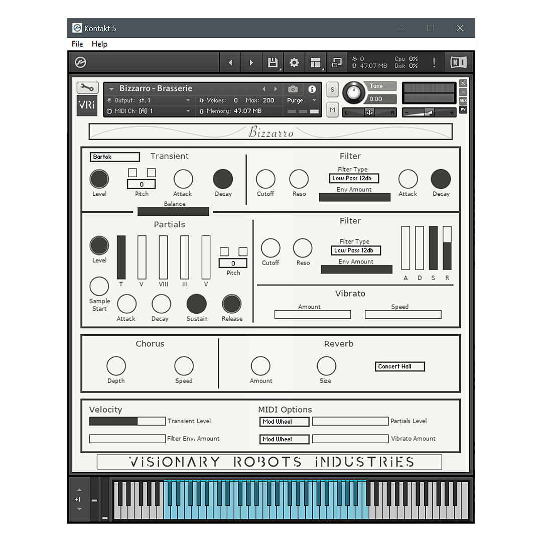 Visionary Robots Industries - Cedar: Bizzarro Kontakt Instruments Software GUI Artwork
