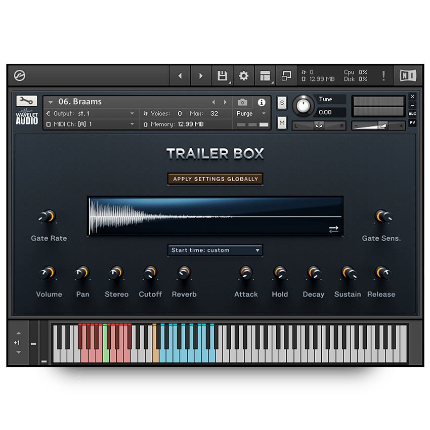 Wavelet Audio - Trailer Box Kontakt Instruments Software GUI Artwork