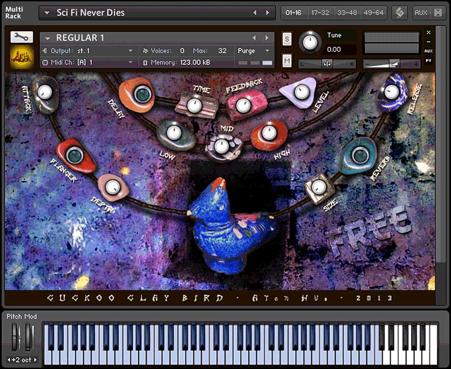 Atom Hub - Cuckoo Clay Bird - Free Kontakt Instruments Software GUI Artwork