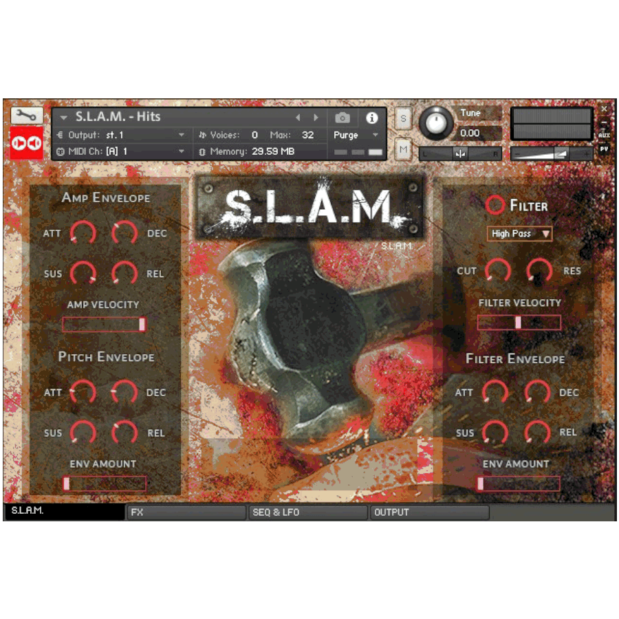 Booraz Audio - S.L.A.M - Super Loud Action Metals Kontakt Instruments Software GUI Artwork