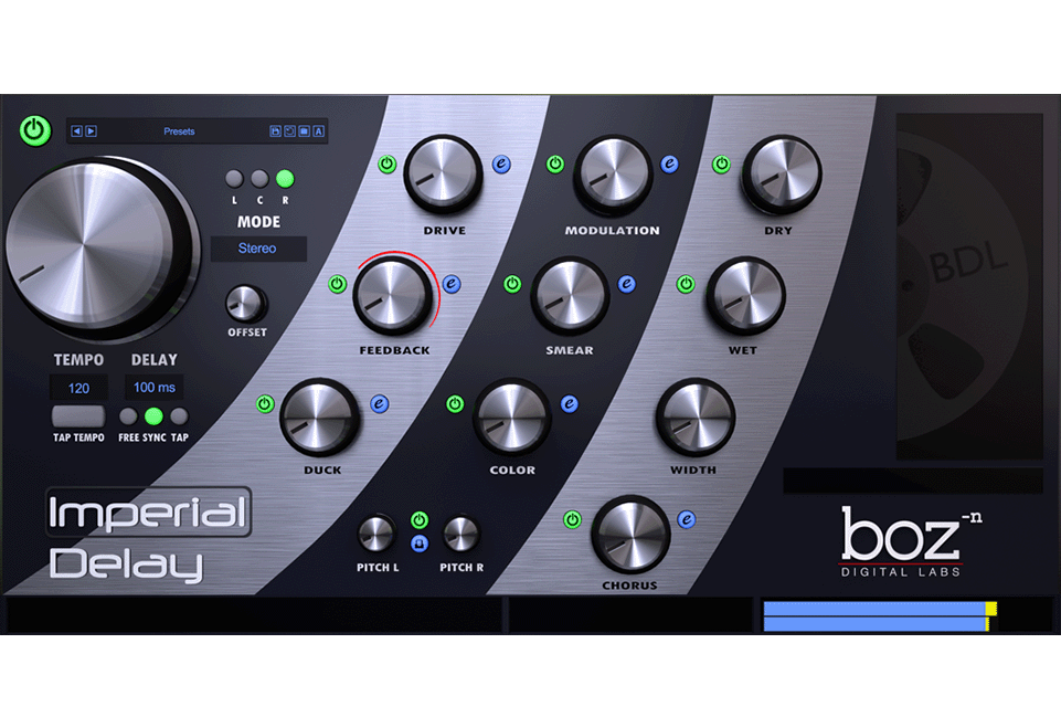 Boz Digital Labs - Imperial Delay Plugins & FX Software GUI Artwork