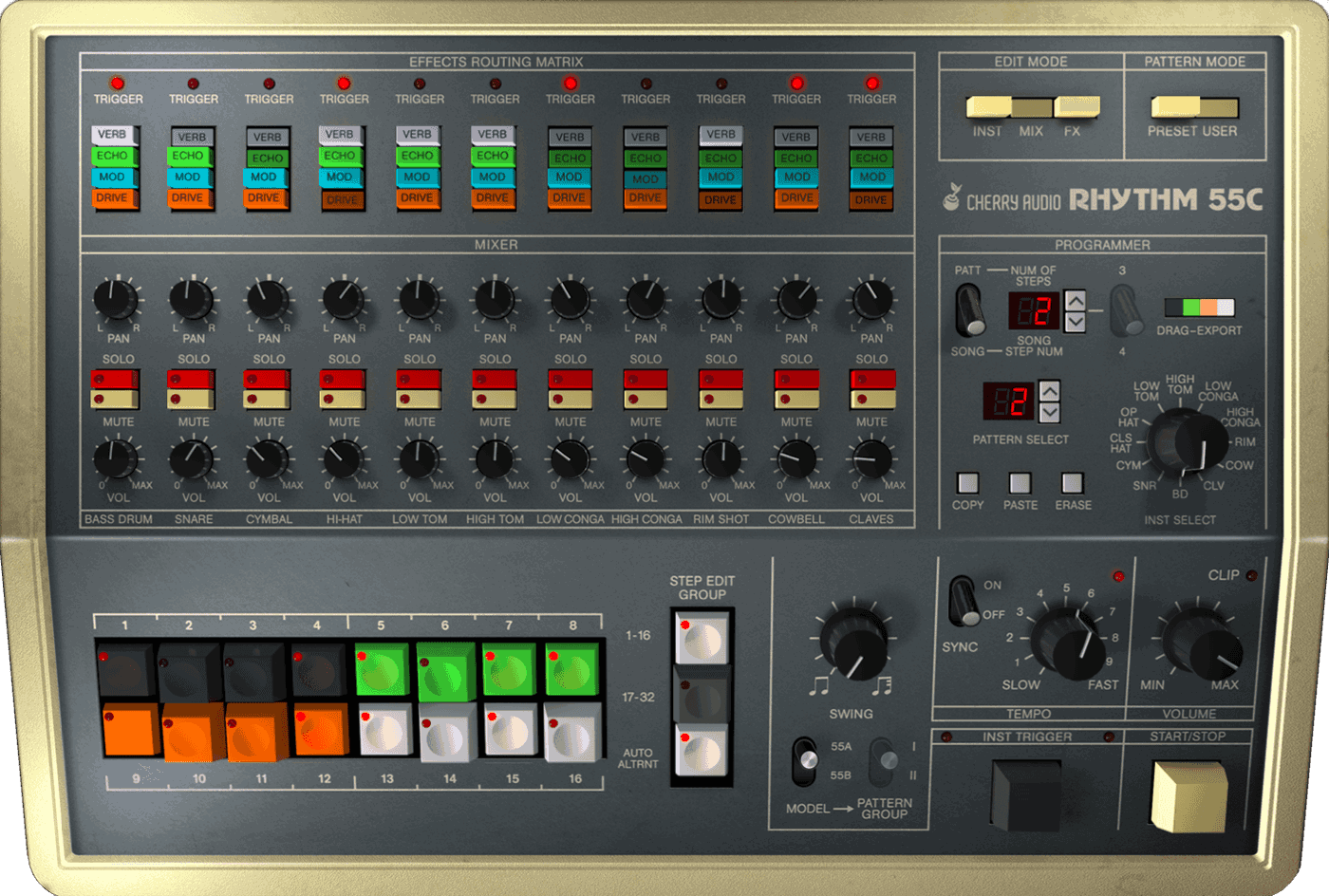 Cherry Audio - KR-55C Drum Machine Plugins & FX Software GUI Artwork