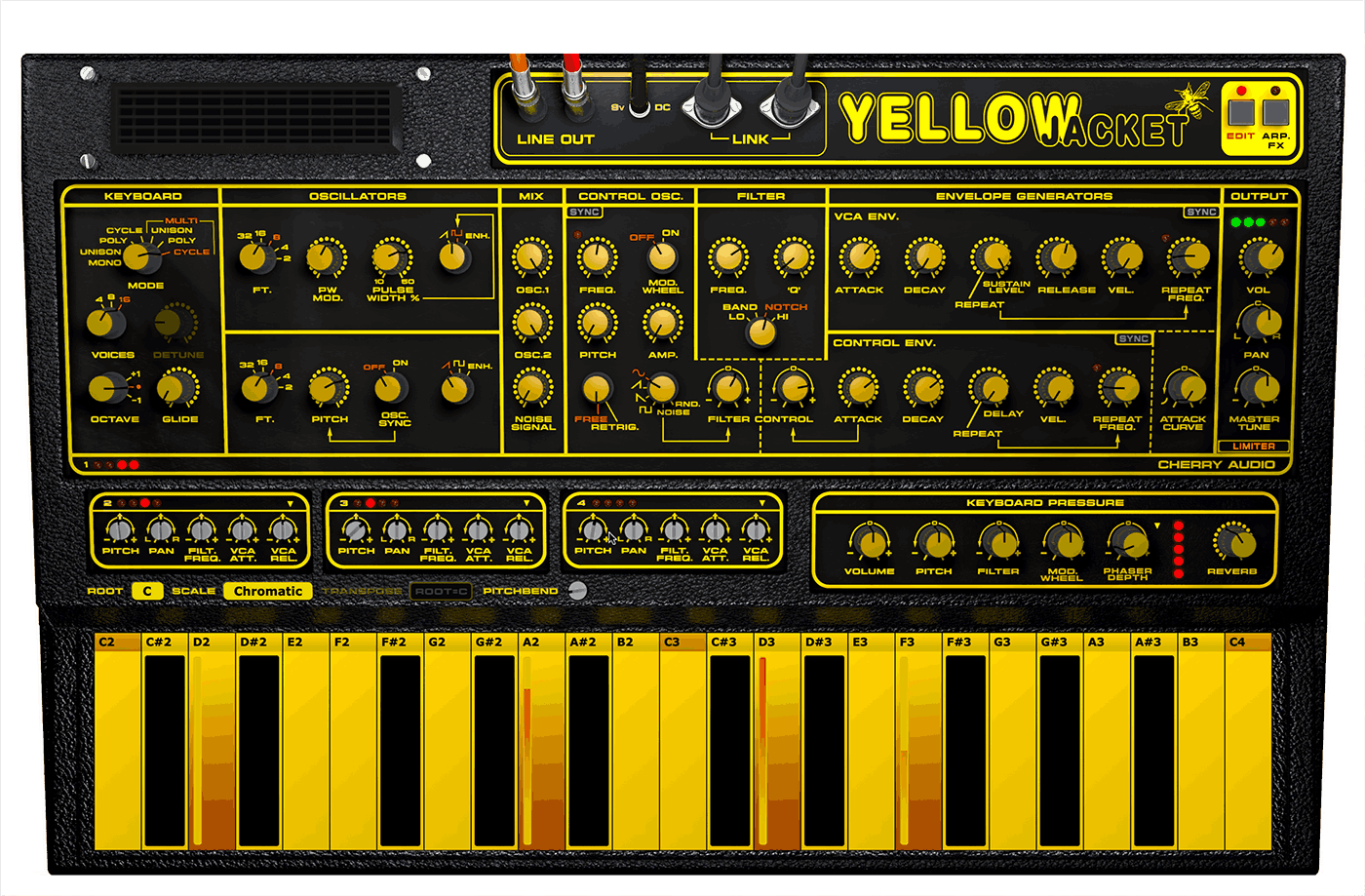 Cherry Audio - Yellowjacket Synthesizer Plugins & FX Software GUI Artwork