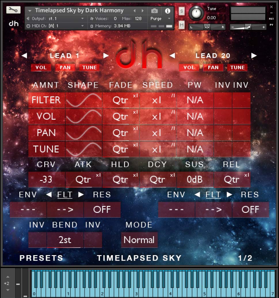 Dark Harmony - Timelapsed Sky Kontakt Instruments Software GUI Artwork