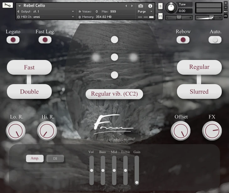 David Forner - Rebel Cello Kontakt Instruments Software GUI Artwork