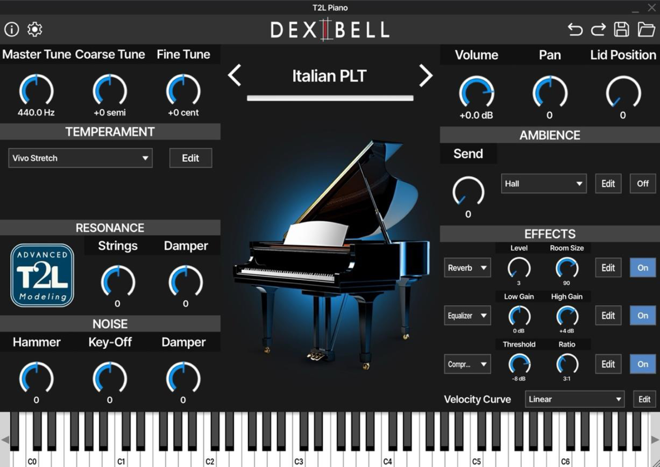 Dexibell - T2L Piano Plugins & FX Software GUI Artwork