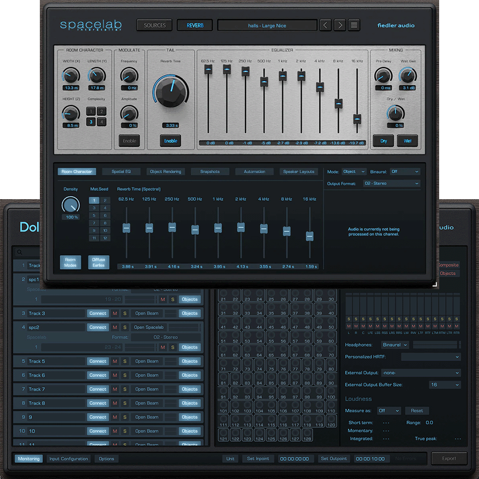 Fiedler Audio - Dolby Atmos Composer & Spacelab Interstellar Plugins & FX Software GUI Artwork