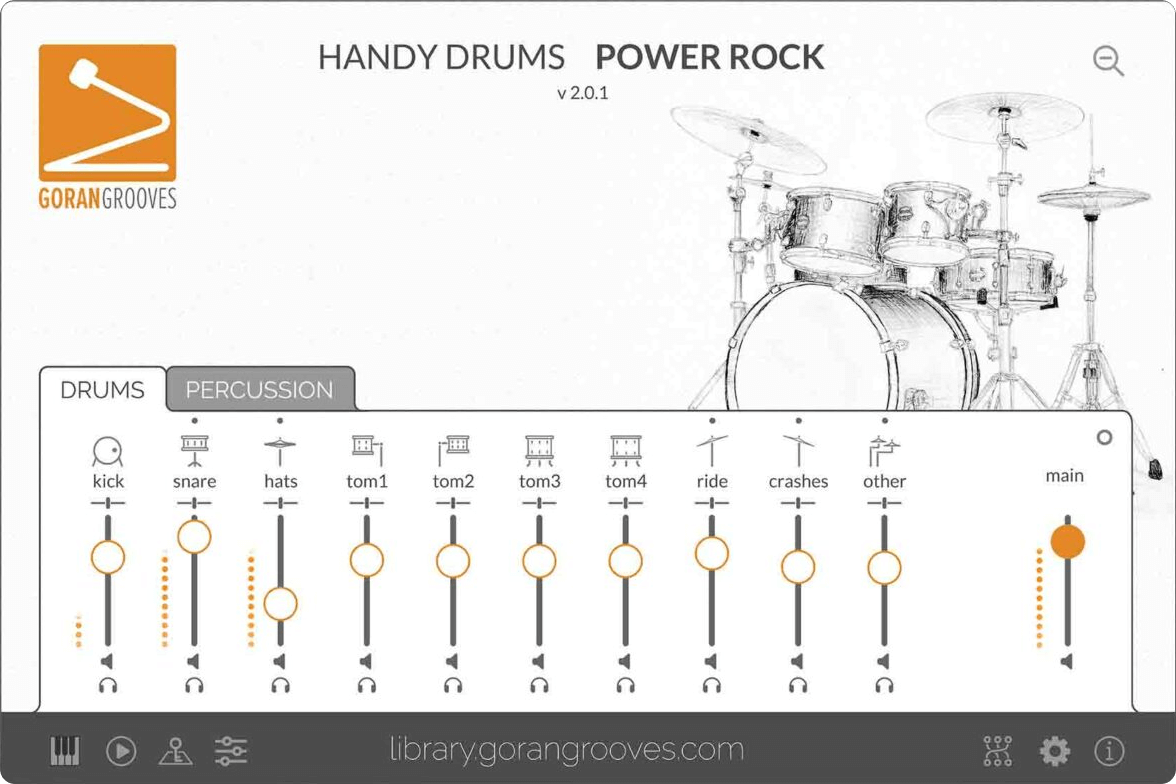 Goran Grooves - Handy Drums: POWER ROCK v2 Plugins & FX Software GUI Artwork