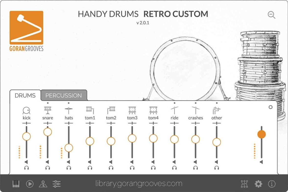 Goran Grooves - Handy Drums: RETRO CUSTOM v2 Plugins & FX Software GUI Artwork