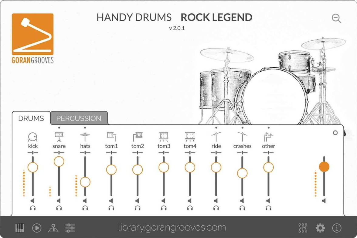 Goran Grooves - Handy Drums: ROCK LEGEND v2 Plugins & FX Software GUI Artwork