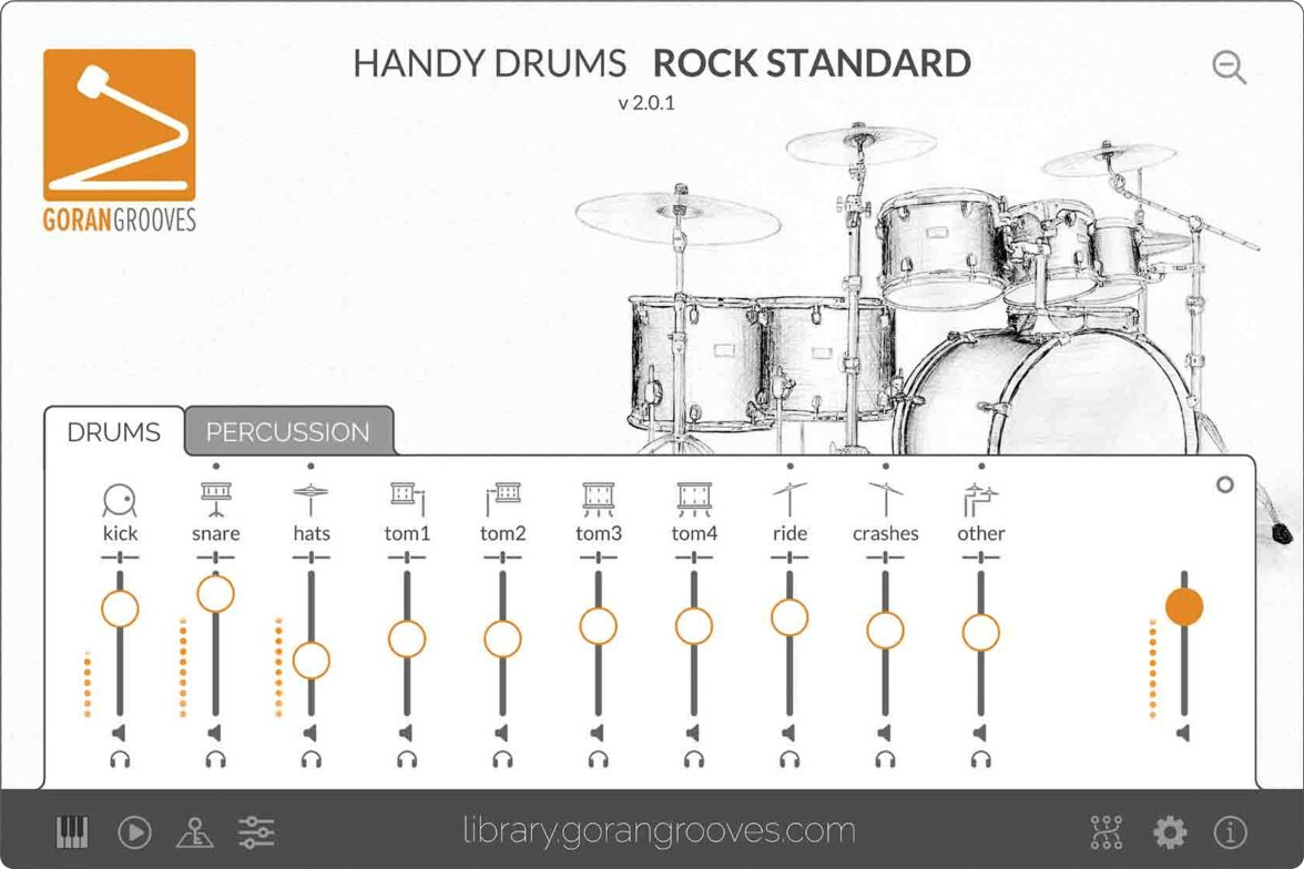 Goran Grooves - Handy Drums: ROCK STANDARD v2 Plugins & FX Software GUI Artwork