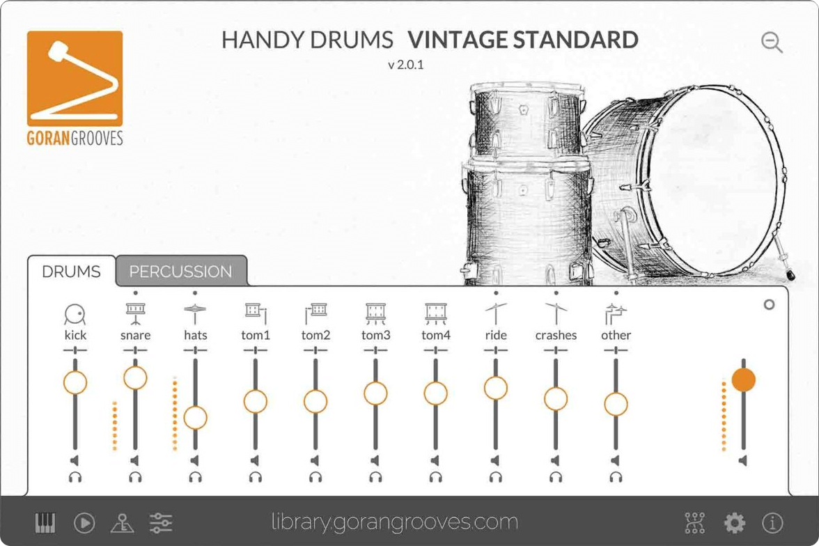 Goran Grooves - Handy Drums: VINTAGE STANDARD v2 Plugins & FX Software GUI Artwork