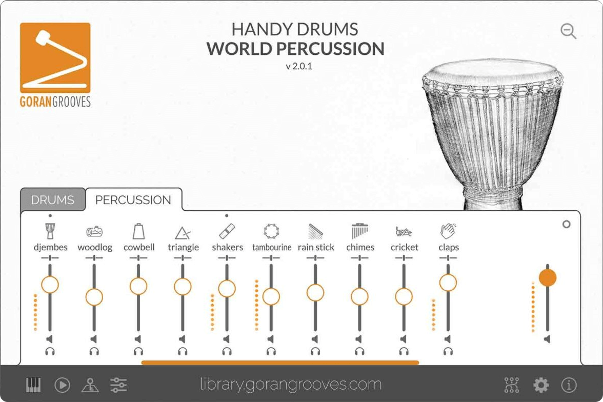 Goran Grooves - Handy Drums: WORLD PERCUSSION v2 Plugins & FX Software GUI Artwork