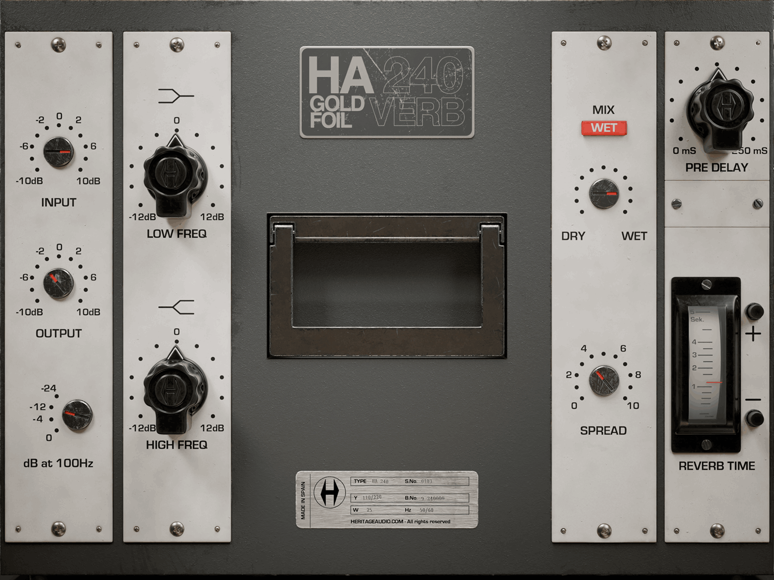 Heritage Audio - HA240 Gold Foil Verb Plugins & FX Software GUI Artwork