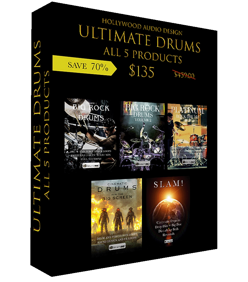 Hollywood Audio Design - Ultimate Drums X 5 Sample Packs Software GUI Artwork
