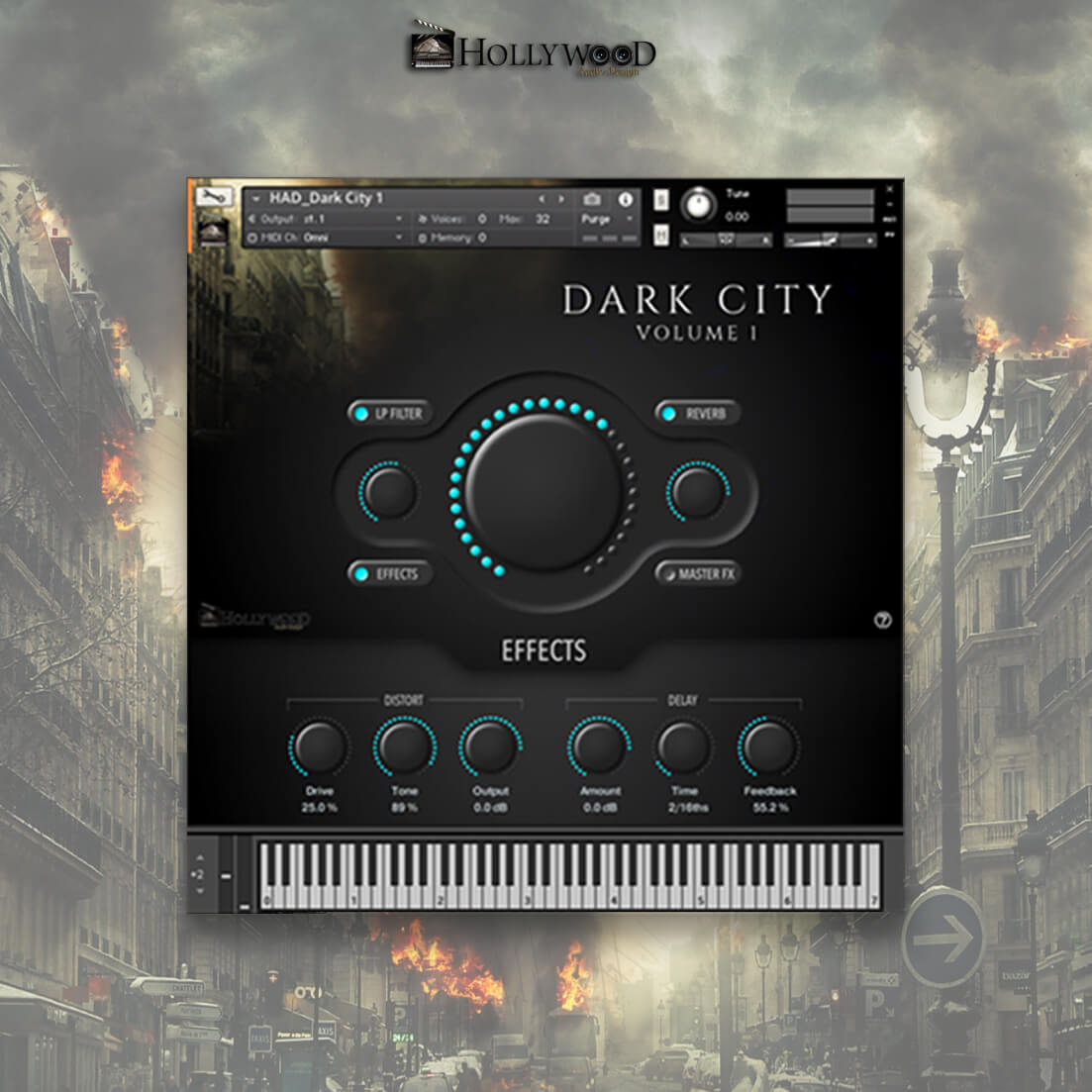 Hollywood Audio Design - Dark City 1 - Kontakt Kontakt Instruments Software GUI Artwork