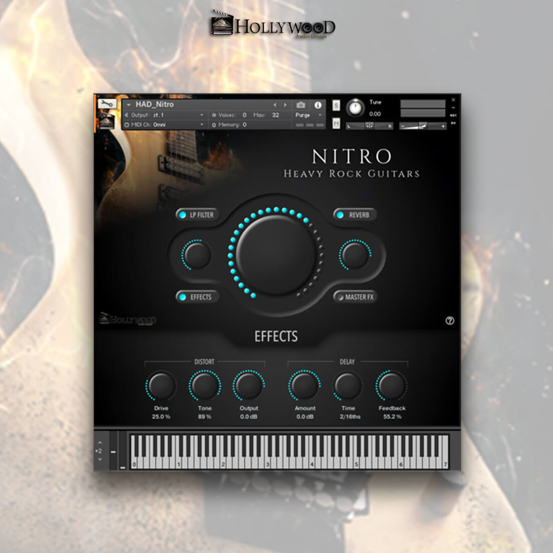 Hollywood Audio Design - Nitro - Heavy Rock Guitar - Kontakt Kontakt Instruments Software GUI Artwork