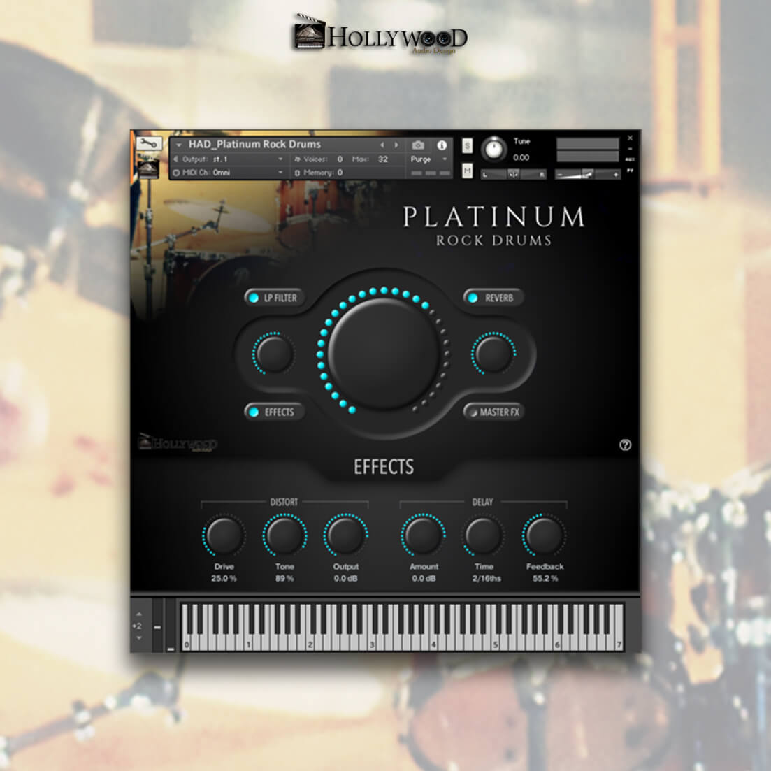 Hollywood Audio Design - Platinum Rock Drums - Kontakt Kontakt Instruments Software GUI Artwork