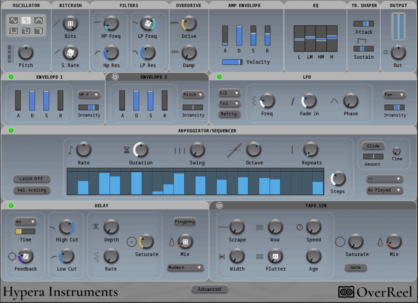 Hypera Instruments - OverReel Kontakt Instruments Software GUI Artwork