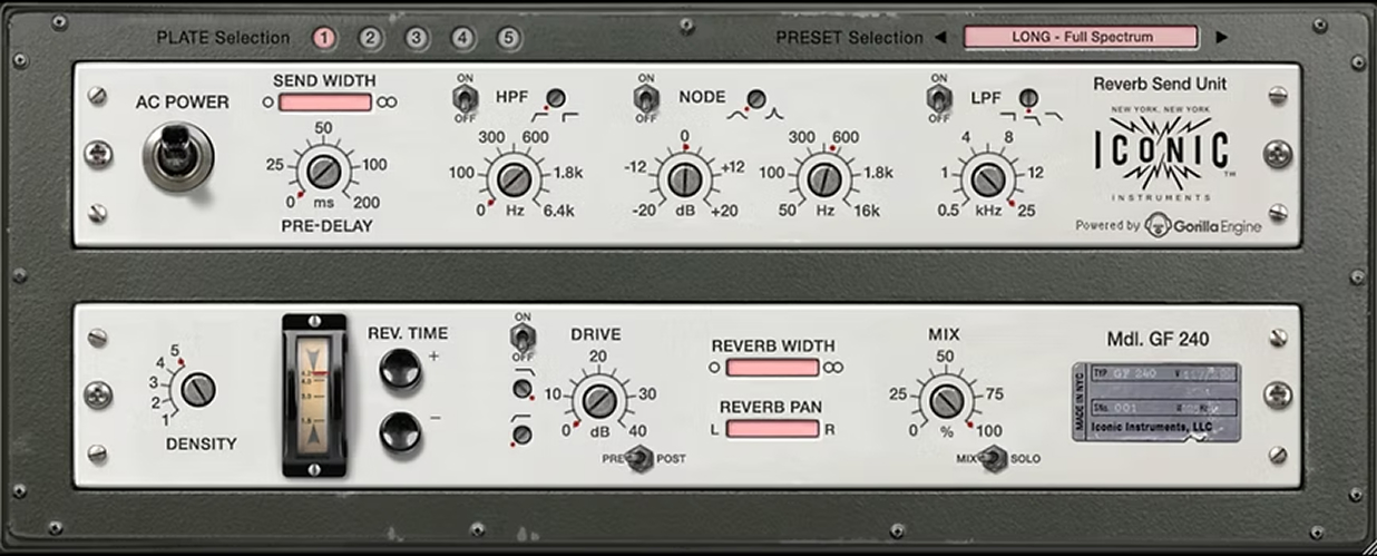 Iconic Instruments - GF240 Plate Reverb Plugins & FX Software GUI Artwork