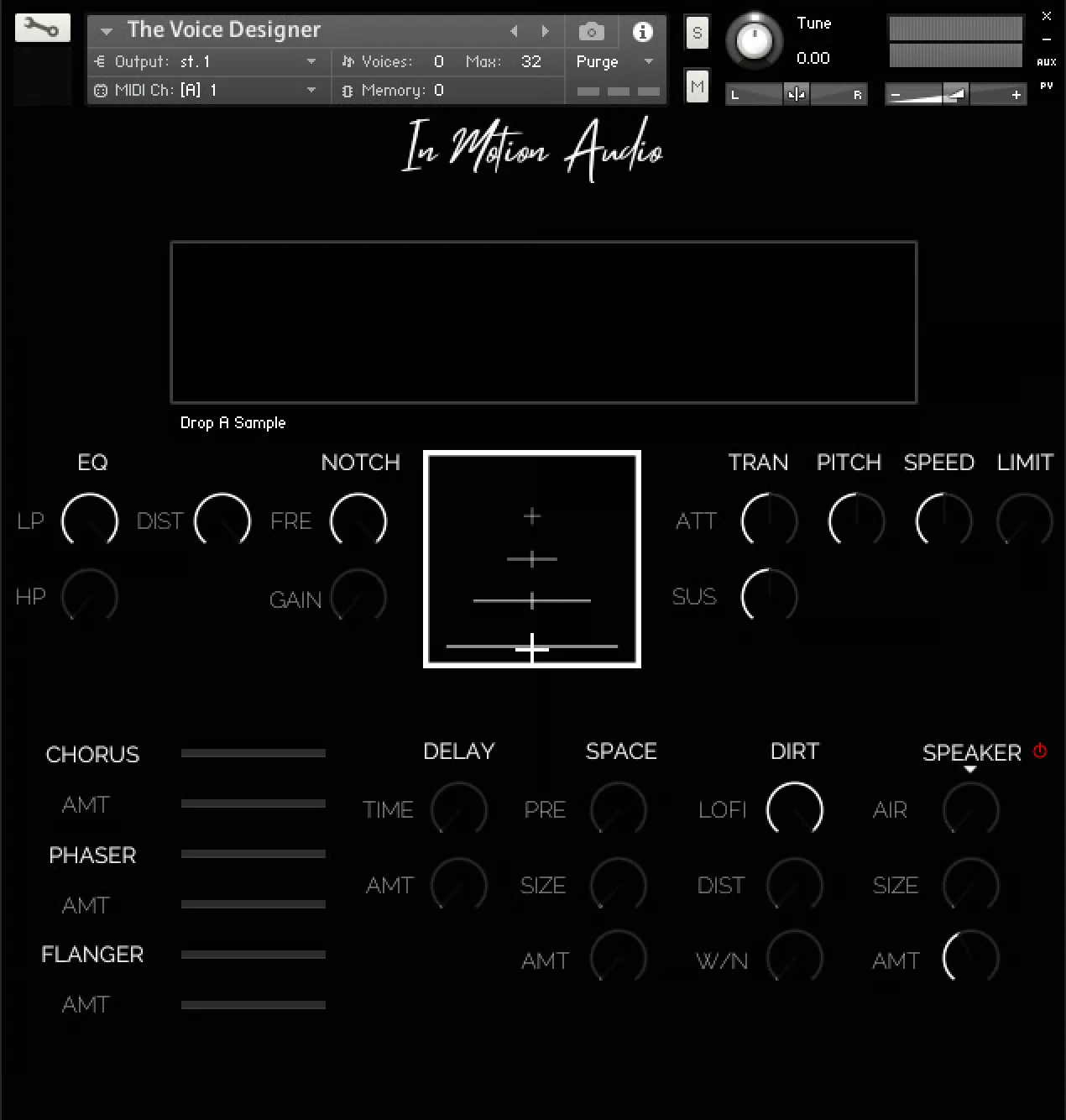 In Motion Audio - The Voice Designer: Drag and Drop Kontakt Instruments Software GUI Artwork