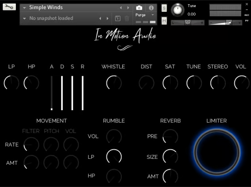 In Motion Audio - Simple Winds Kontakt Instruments Software GUI Artwork